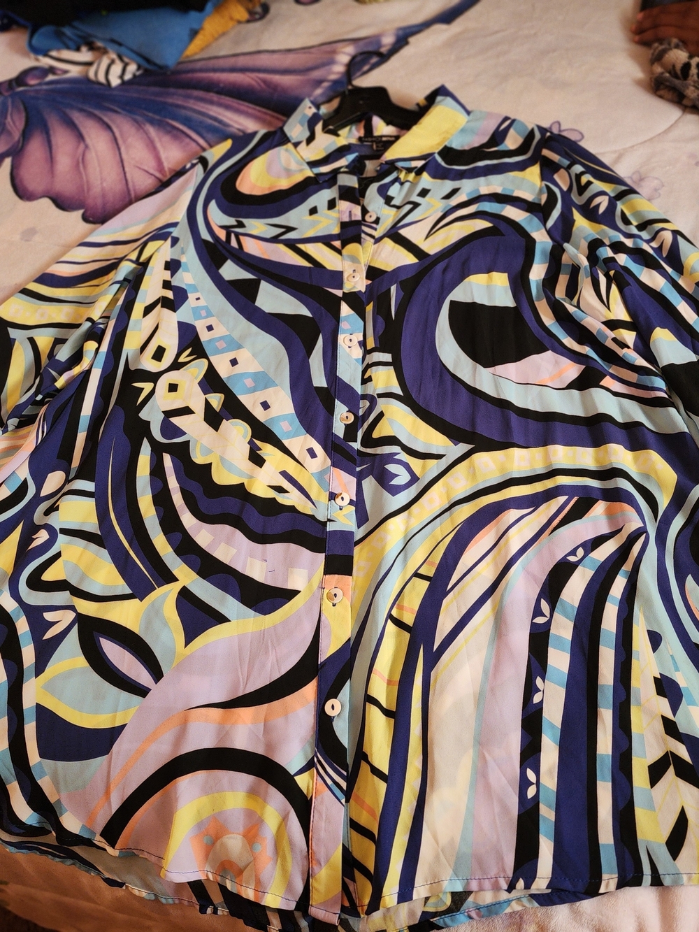 Men's Multicolor Abstract Button-Up Shirt